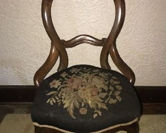 19th Century Needlepoint Boudoir Chair.  Good condition.   $175