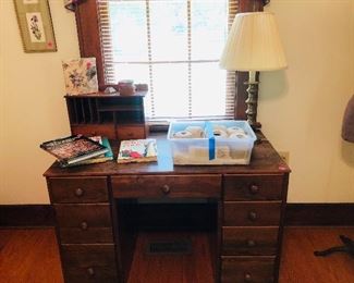 small desk/sewing and crocheting items