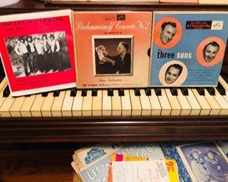 lots of sheet music and a large collection of vinyl albums, 45s and 33 1/2s