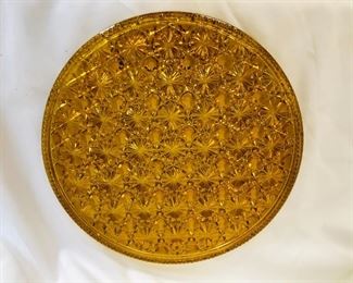 Button and daisy amber cake plate