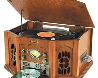 Anders Nicholson Record Player with CD player, Turntable , Home Audio Radio AM/FM and Cassette.