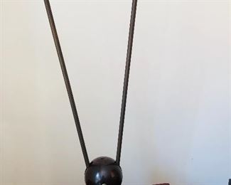 Fantastic atomic TV antenna.  Radion brand.  Made in Chicago.  The  main body is dark bakelite.  Metal antenna - each with a white lucite ball top.   Excellent condition!