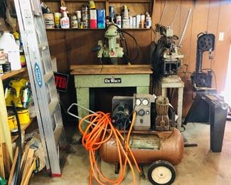 DeWalt radial saw, craftsman air compressor, atlas shaper, Dayton band saw and more!