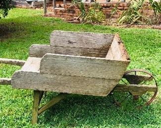 Vintage wooden wheelbarrow 