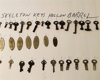hollow barrel skeleton keys, US mail tags and US mail keys