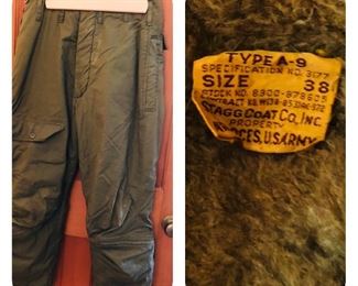 VINTAGE 1940'S TYPE A-9 U.S. ARMY AIRFORCE HEAVY FLIGHT PANTS SIZE 38.  Great shape