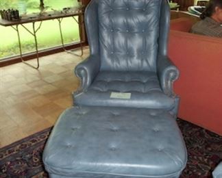 Leather Chair and Ottoman 