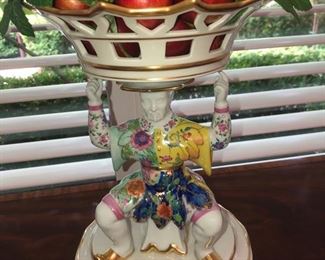 Here's a close up of this adorable piece.  An Epergne, btw, is a piece that can hold flowers or fruit as sort of a centerpiece.  Our homeowner paid $3,000+ for this beauty; yours for a fraction if you are the lucky buyer!  See additional photos 