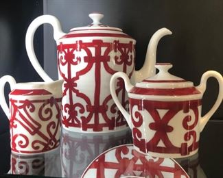 Teapot, creamer and sugar bowl.