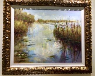 Serene landscape oil painting.