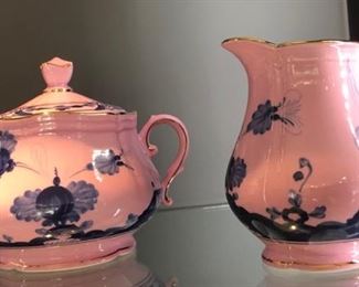 Sweet! Richard Ginori very rare PINK creamer and sugar bowl; made in Italy.