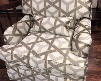 Extremely comfortable and very much in vogue. It is made by Century - We have two matching chairs, purchased at Richard Honquest.