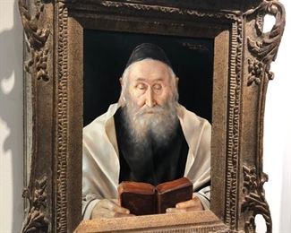 This is a very unique painting of a Rabbi. Check out the fine features on the next couple of photos.