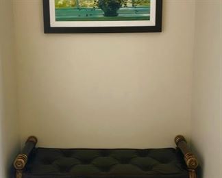 Very nice tufted Bench for this nook. Made by Theodore Alexander.