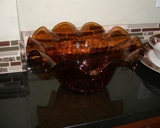 Amber Crackle Bowl