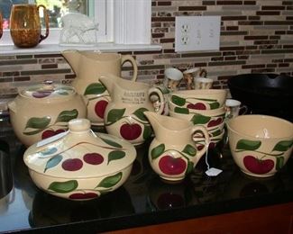 Watt apple pottery - cookie jar, casserole, small, medium, large pitcher, cereal/soup bowls, small mixing bowl