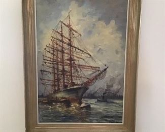 Nautical Painting signed  by listed artist Wim Bos 