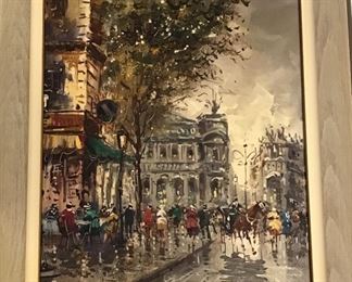 Mid Century Painting Cityscape