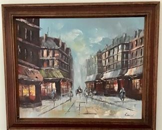 Mid Century Cityscape Painting