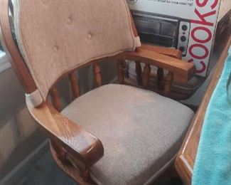 4 solid Oak dining chairs padded