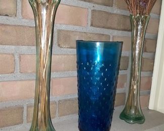 Antique Vases Including Capri Blue Teardrop Vase