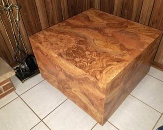 Mid-century faux burl wood cube end table. Very good condition