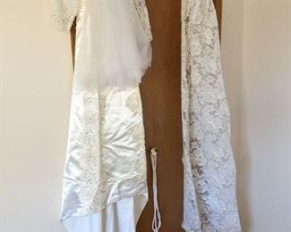 Wedding gown and veil