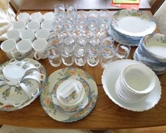 Arcopal - 12 place settings including drinking glasses and stemware