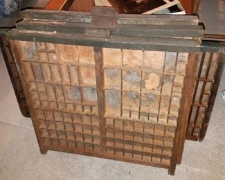 Antique letterpress printer drawers