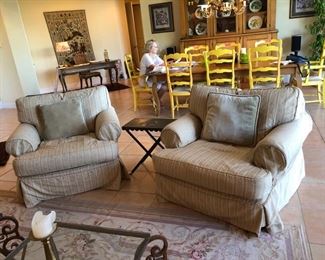 LIVING ROOM CHAIRS--SLIP COVERED OVER MUSLIN IN THE ENGLISH STYLE