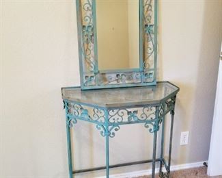 Wrought iron table and mirror