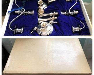 Never assembled .950 pair of candelabras in original case