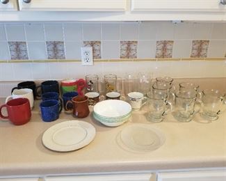 Assortment of Cups, Glasses, and Other Items