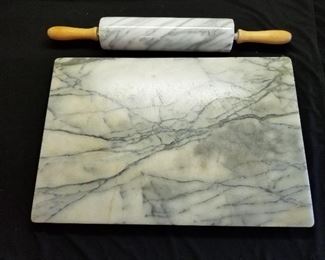 White Marble Rolling Pin and Slab