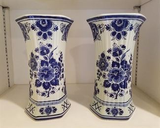 Two Delft Holland Handwerk Vases