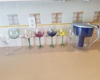 Hand Painted Glasses and Pur Flavor Options Pitcher
