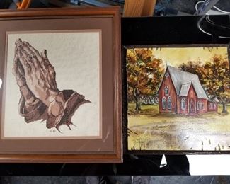 St. Anderews in Alabama 1853 Painting and Cross Stitching of Praying Hands