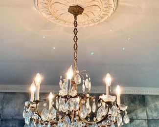 Crystal and Bronze Chandelier