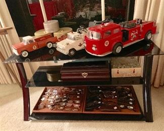 Vintage Cars, Jewelry Boxes, Teak Trays  & Glasses