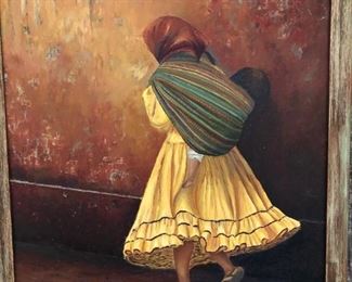 ORIGINAL OIL BY PILAR MONTANO  WITH MUSEUM ANTIQUE QUALITY FRAMEWORK