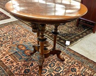 Burled Walnut antique carved table, circa 1880 - Austrian/German