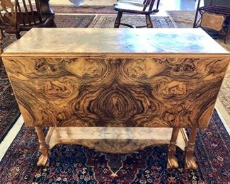 Antique burled Walnut drop leaf, Austrian/German circa 1880