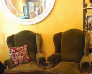 Pair of wing back arm chairs