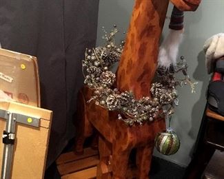 A Almost Life Size Sold Wood rocking Horse...Wait...That's A Giraffe...