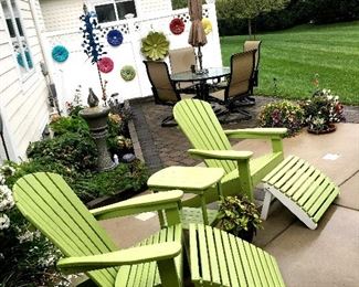 Out Back...Yep...There's The Lime Green Adirondack Set...It's "A Must Stay Together" Deal Kids...Also A Fab Patio Set W/Umbrella...