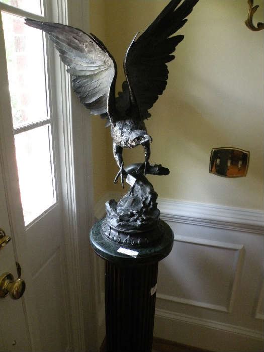 Bronze eagle statue by the French artist J. Moigniez