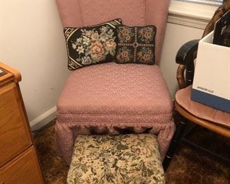 Slipper chair ottoman and some nice pillows