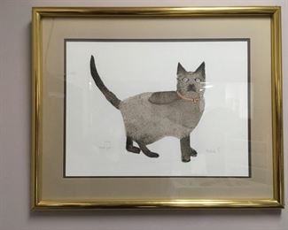 “Angelique” the cat, limited hand-colored watercolor serigraph on high-quality Arches® French watercolor paper, by Babette Edelston 