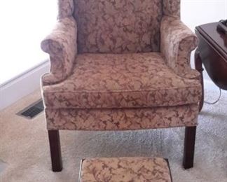 Wing back chair and foot stool