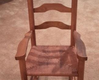 Ladder back Rush seat small rocking chair